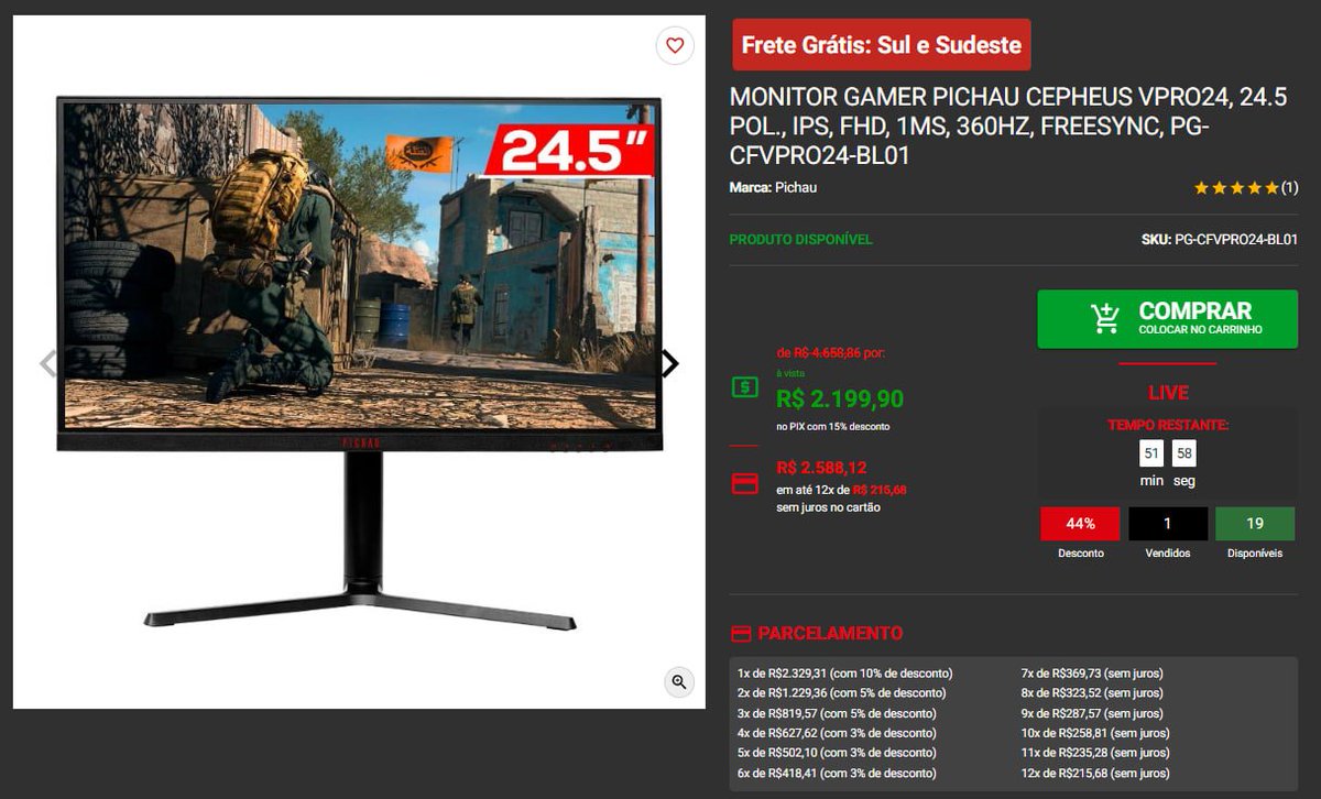 Testando o Monitor 360hz IPS mais Barato do Mercado - Pichau Cepheus VPRO24  