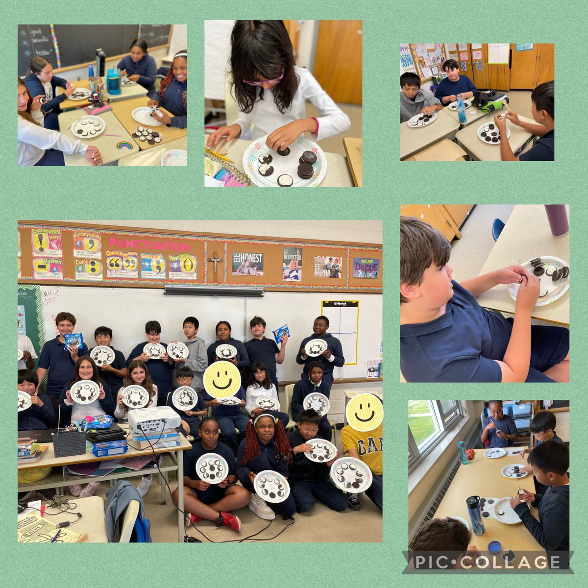 What better way to end our #Grade6science #space unit than by recreating the phases of the moon using #OreoCookies. Students discovered, explored &amp; snacked while creatively presenting the various positions of the moon. My students are  a bunch of #smartcookies! #MsGriecosGOATs