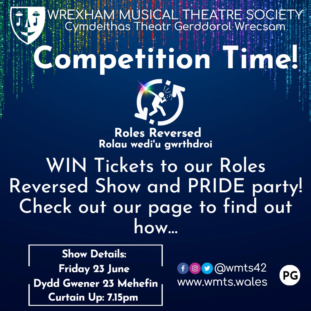WMTS42's tweet image. There's just one week to go until our Role Reversed show and PRIDE party at The Wrexham Lager Club! 

Check out our competition to win some tickets or go straight to our Eventbrite now! 

All the links you could need and more can be found at: linktree/wmts42 

#PRIDE #wrexham