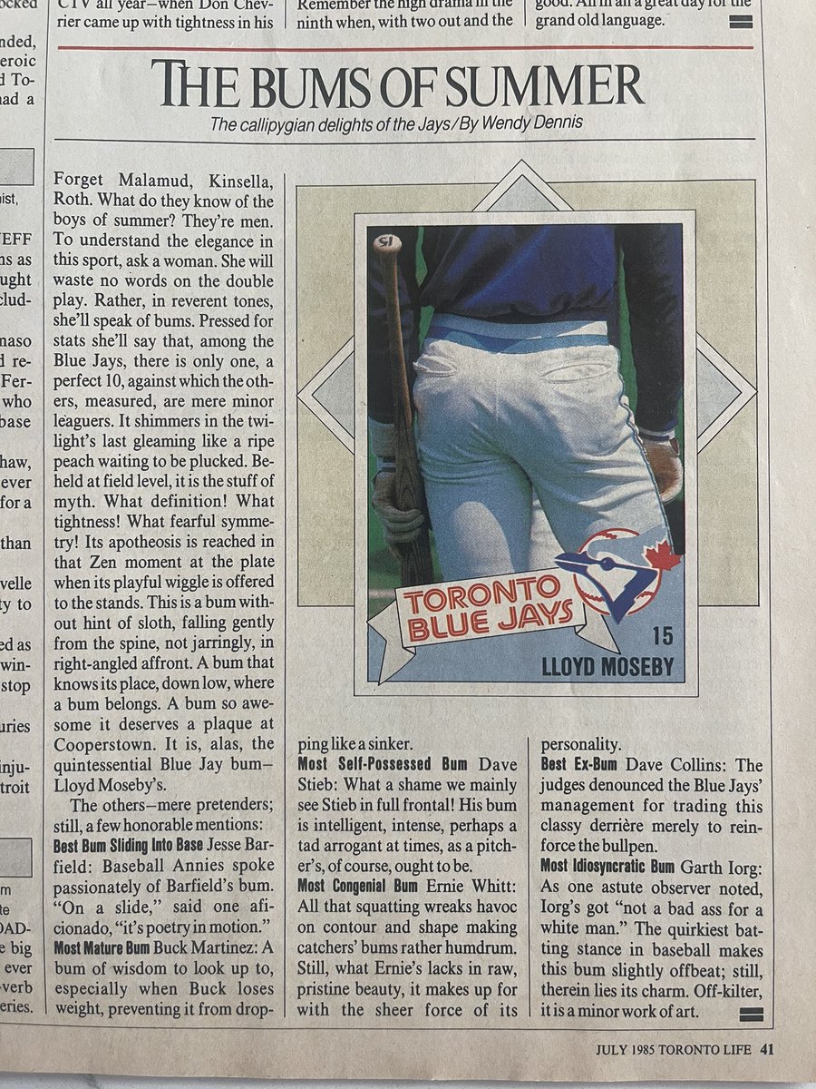 EricaDymond's tweet photo. My neighbour has been giving me her brother’s old Jays’ stuff from their basement. This one was worth the tweet. 
#bluejays #bluejaysmemorabilia https://t.co/mLMh72CNCn
