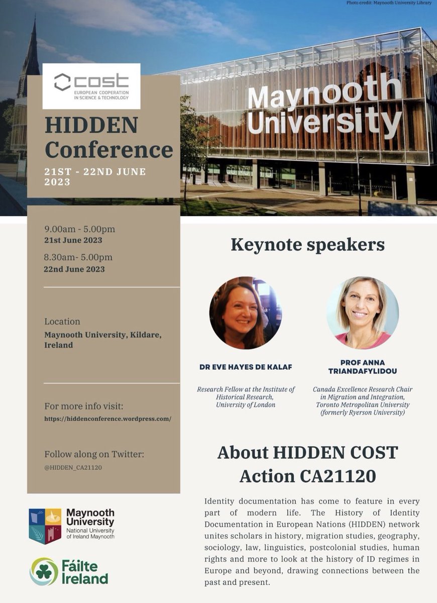 Super excited to be giving the keynote “Is Digital Identity for All Really Achievable? Emerging Trends, Debates and Controversies” at the launch of <a href="/COSTprogramme/">COST</a> <a href="/HIDDEN_CA21120/">HIDDEN</a> 
<a href="/MaynoothUni/">Maynooth University</a> next week. Register to watch live via: bit.ly/3pclUFO 

#HiddenConference23
