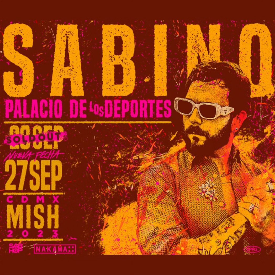 📢 @elsabinox tiene nueva fecha en el @palaciodelosdeportes

📆 27 de Septiembre
🎟️ En @Ticketmaster_Me
Liga: ticketmaster.com.mx/sabino-mexico-…

#sabino #sabhop #palaciodelosdeportes #rap #hiphop #rimas