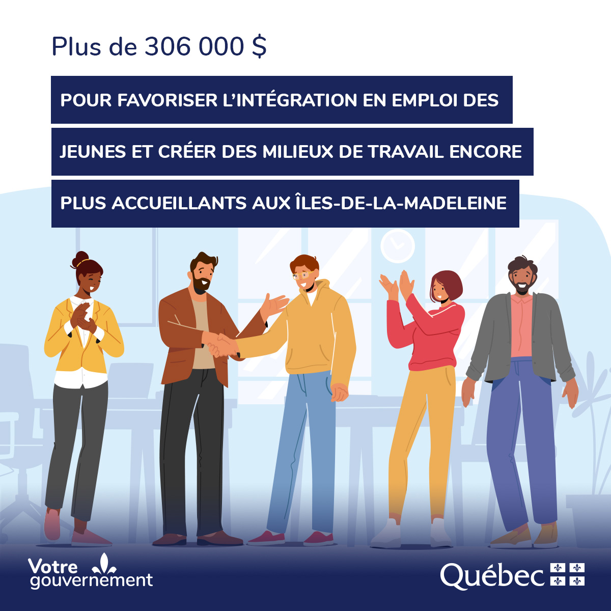 [ANNONCE] Attribution d’une somme de 306 441 $ pour favoriser l’intégration en #emploi des #jeunes et créer des milieux de #travail encore plus accueillants aux #ÎlesdelaMadeleine. bit.ly/3p78bQD 

@CJKateri @KarineBoivinRoy