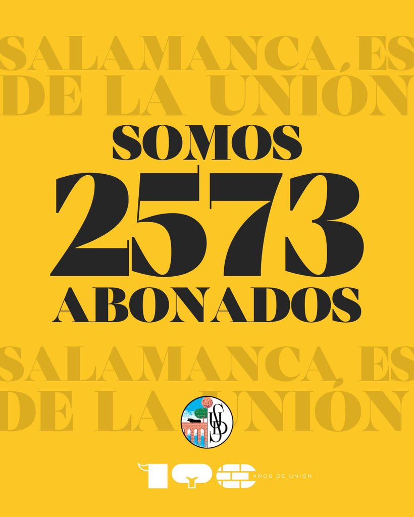 🚨📢💳 ¡SOMOS 2️⃣.5️⃣7️⃣3️⃣ ABONADOS al finalizar la tercera jornada de campaña!

🤍 Qué LUJO de AFICIÓN 🖤
🙏🏼🙏🏼🙏🏼 ¡GRACIAS! 🙏🏼🙏🏼🙏🏼

#SalamancaEsDeLaUnion
#YoMeAbonoALaUnion