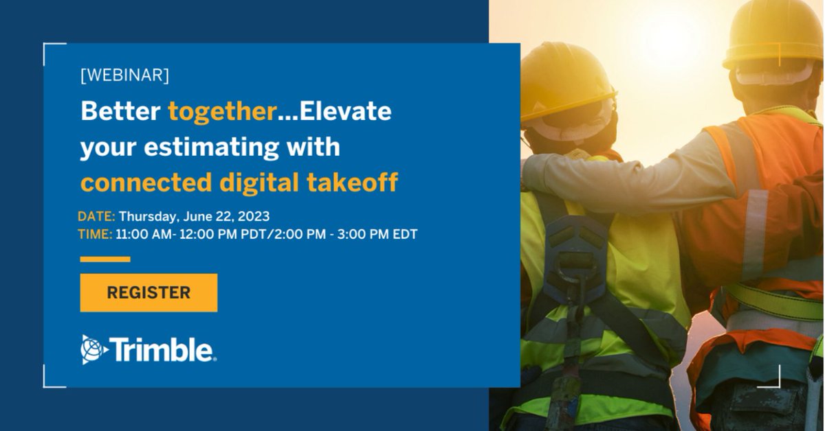 Improve your #construction estimating process &amp; increase your profits by not missing out on our upcoming #webinar! Covering the benefits of connected digital takeoff, automation for faster &amp; more accurate #estimates, &amp; sharing tips: ow.ly/GQlz50OFTm0