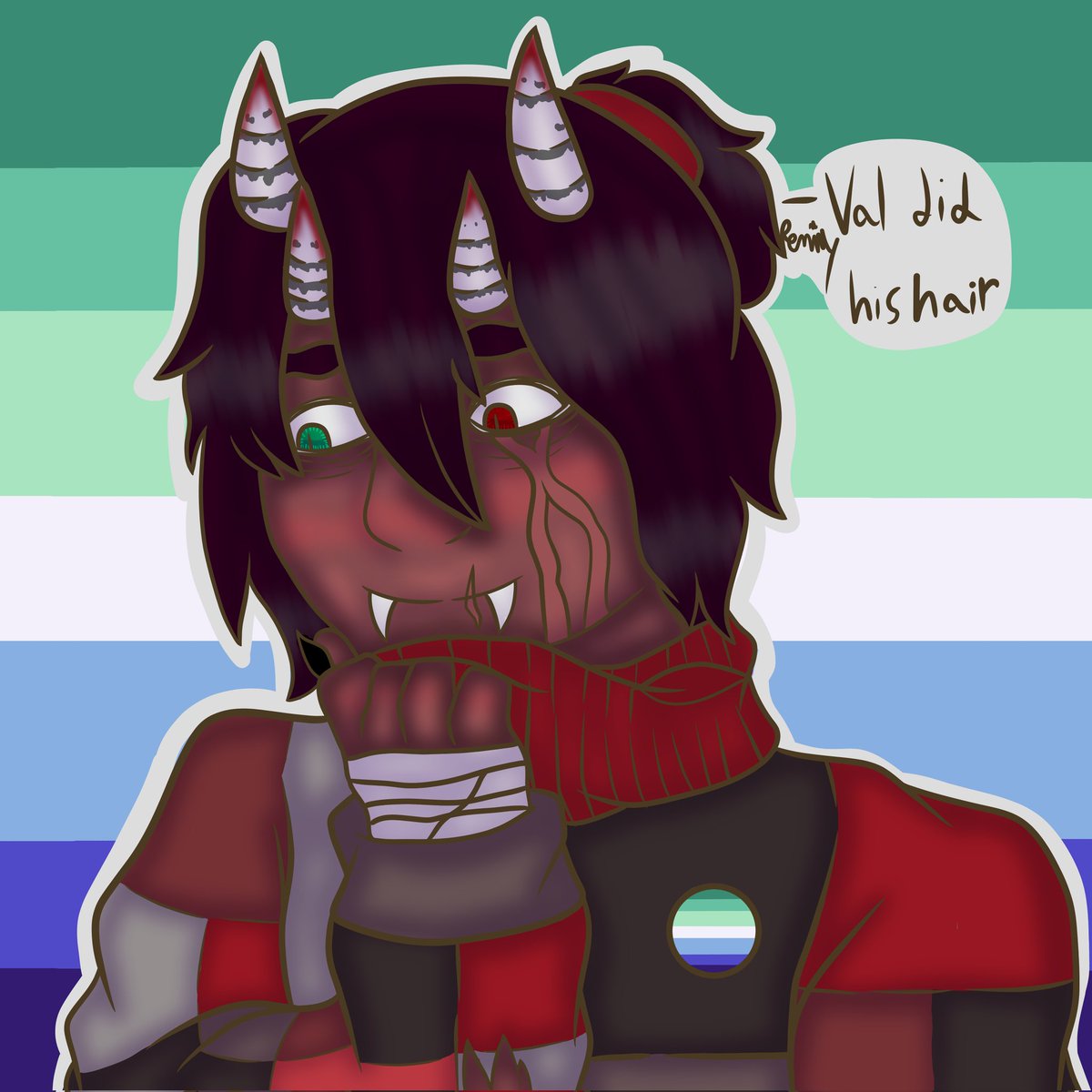 remiy_raccoon_'s tweet photo. Day 16
I went all out again and drew my oc Todd his boyfriend valentine did his hair up. #HappyPrideMonth #PRIDEUNE #PRIDELITTLECHOCOLAT #gaymale #vampire #prideart #artist #myart #myartwork #oc #ocart #vampireoc https://t.co/CNOSrThe9i