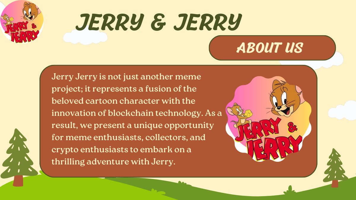 jerryjerryerc20's tweet photo. 🐹 Jerry Jerry is not just another meme project; it represents a fusion of the beloved cartoon character with the innovation of blockchain technology. As a result, we present a unique opportunity for meme enthusiasts, collectors.

#Jerry&amp;jerry #meme #eth #erc20
#100xproject https://t.co/Z4WHTkyqsJ