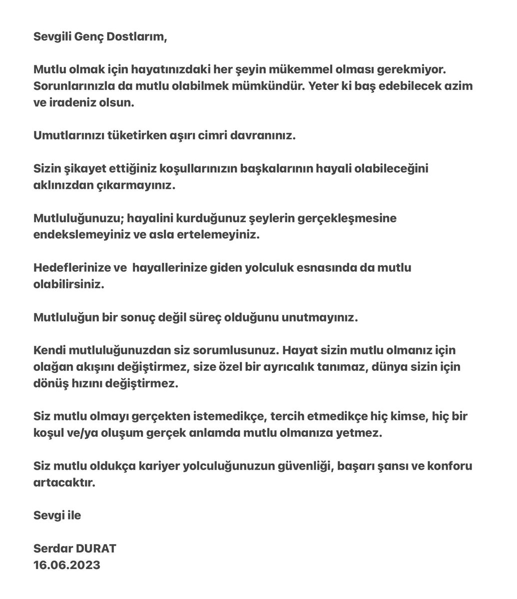 Kariyerlerinin başındaki genç dostlarımın mutlulukları için bir Mentor tavsiyesi;

👇👇👇