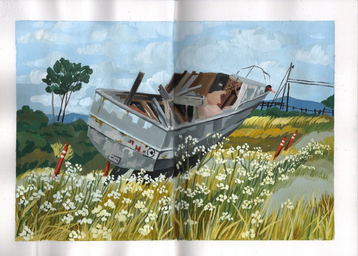 I pass by a ship near alviso marina park last month. Don’t mind the wrinkly sketchbook paper. human generated