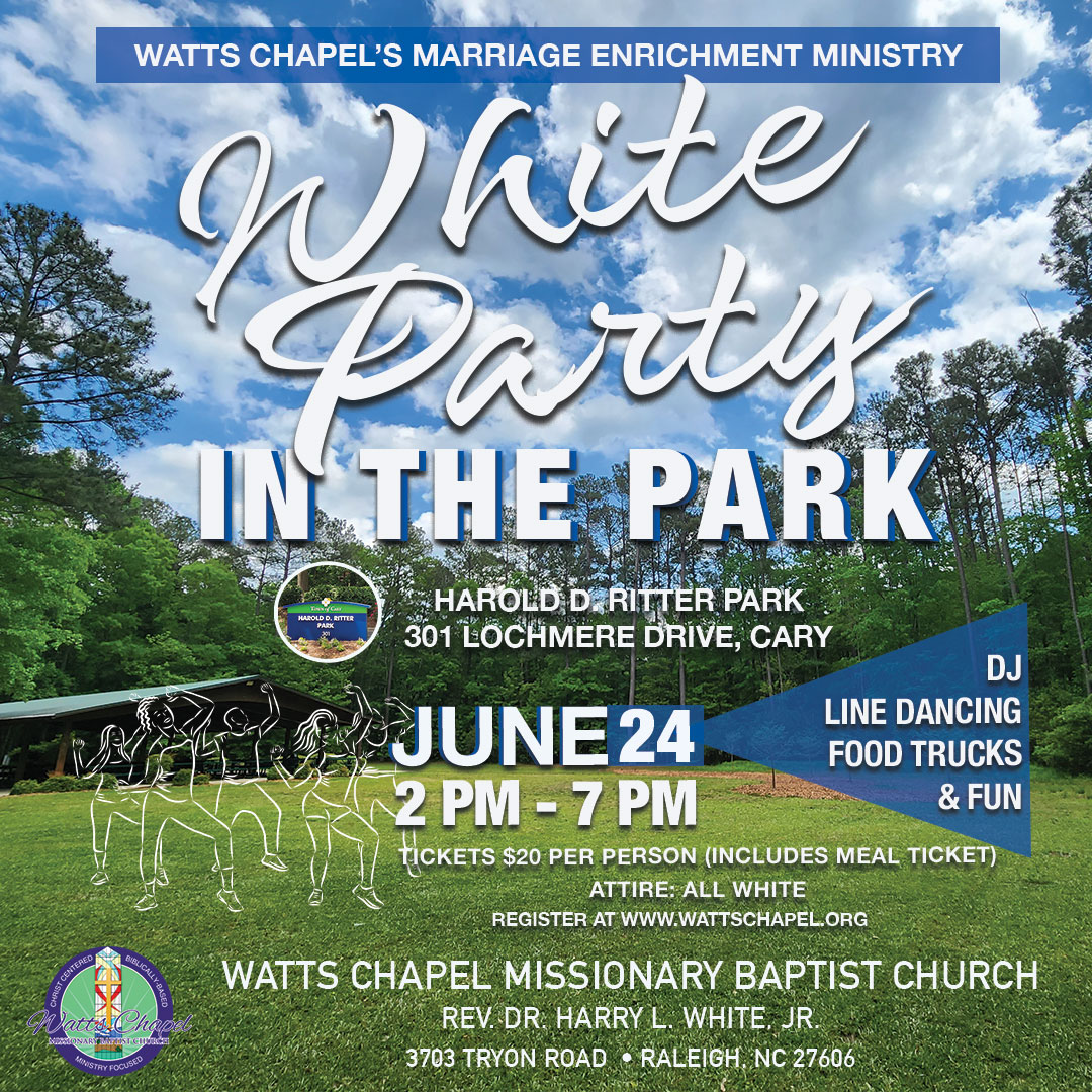 Just a couple more days to register to join our Marriage Enrichment Ministry for White Party In The Park on Saturday, June 24. Tix are $20 per person and include a meal ticket. ALL are invited!!

Register by this Sunday at  11:59 pm: Link in bio!