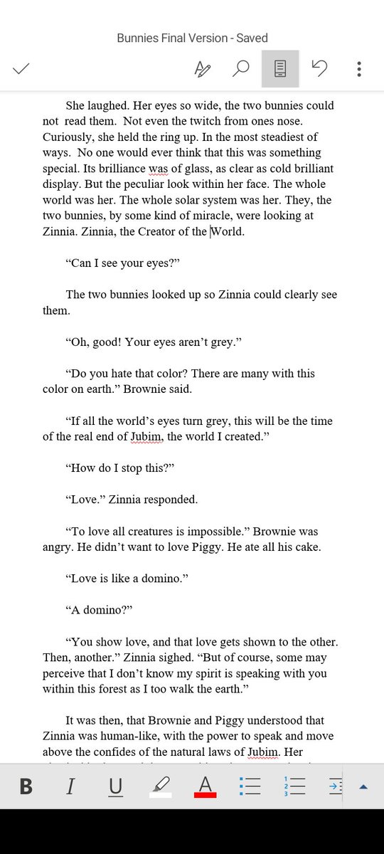 Sneak peek!
Here's a little bit more of, 'Bunnies.' The bunnies are having the experience of a lifetime. They are face to face with Zinnia, the Creator of their world Jubim. #writing #novel #art #bunnies #Zinnia #iamediting #iamwriting