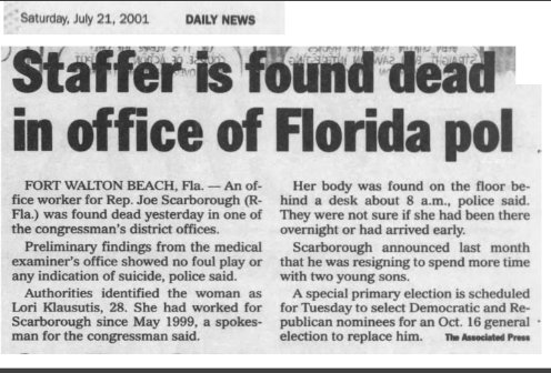 I wouldn't doubt Scarborough is worried Trump has the goods on the alleged 'accidental death' #MorningJoe's Lori Klausutis in his Florida congressional office in 2001