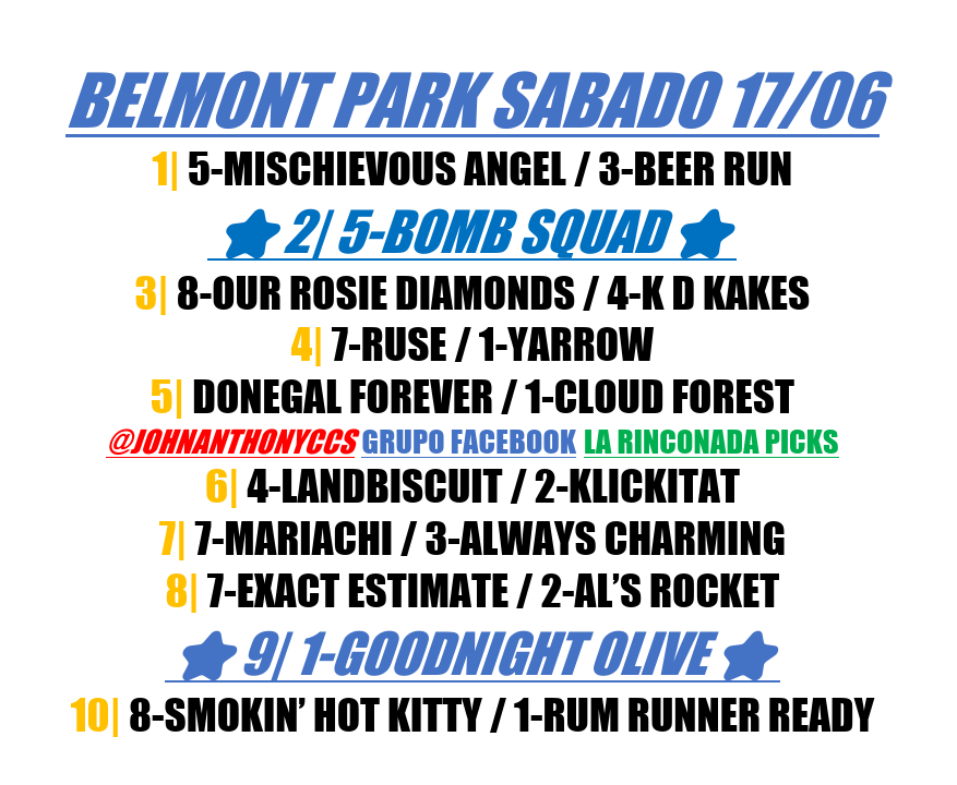 johnanthonyccs's tweet photo. 🗽BELMONT PARK🗽
🌴GULFSTREAM PARK🌴
☀️sábado #17Jun☀️
grupo WhatsApp👇
https://t.co/44Meewyp7r
#Hipismo #Picks #Gulfstream #Belmont #SantaAnita #Rinconada #MLB #NBA #Parley #Penn #Eflin #Senga #Yankees #Boston #Bieber #Mirahmadi Goodnight Olive https://t.co/9axkyzYSYW
