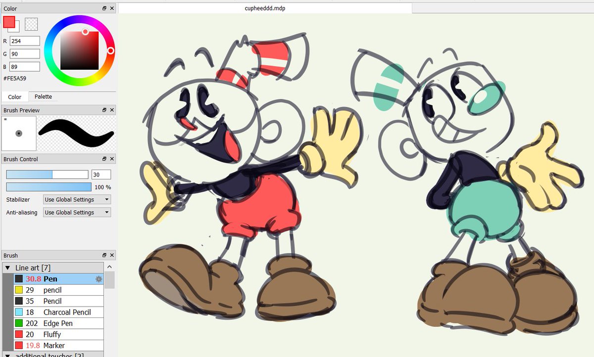 Havent drawn cuphead in a while <//3