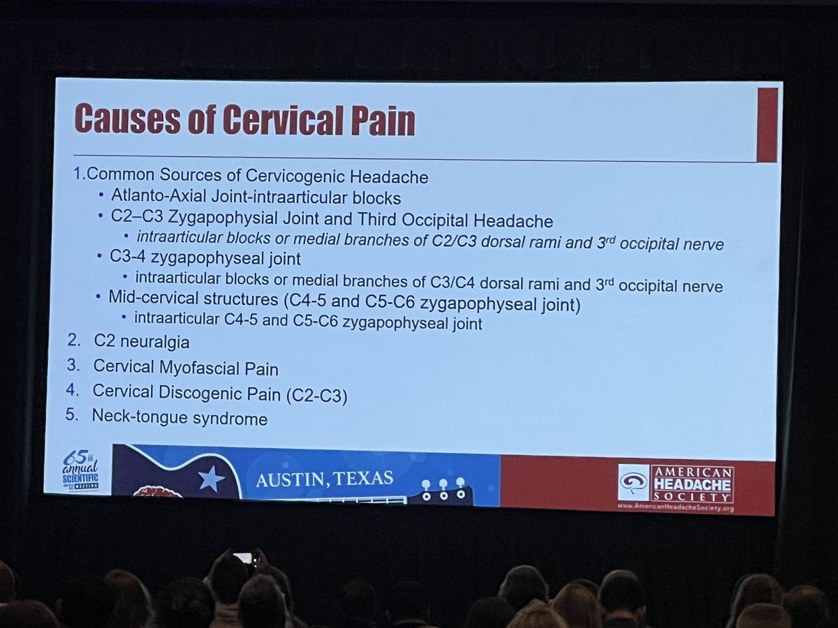 Excellent talk on cervicogenic headache by @headacheMD #AHSAM @ahsheadache @WNGtweets