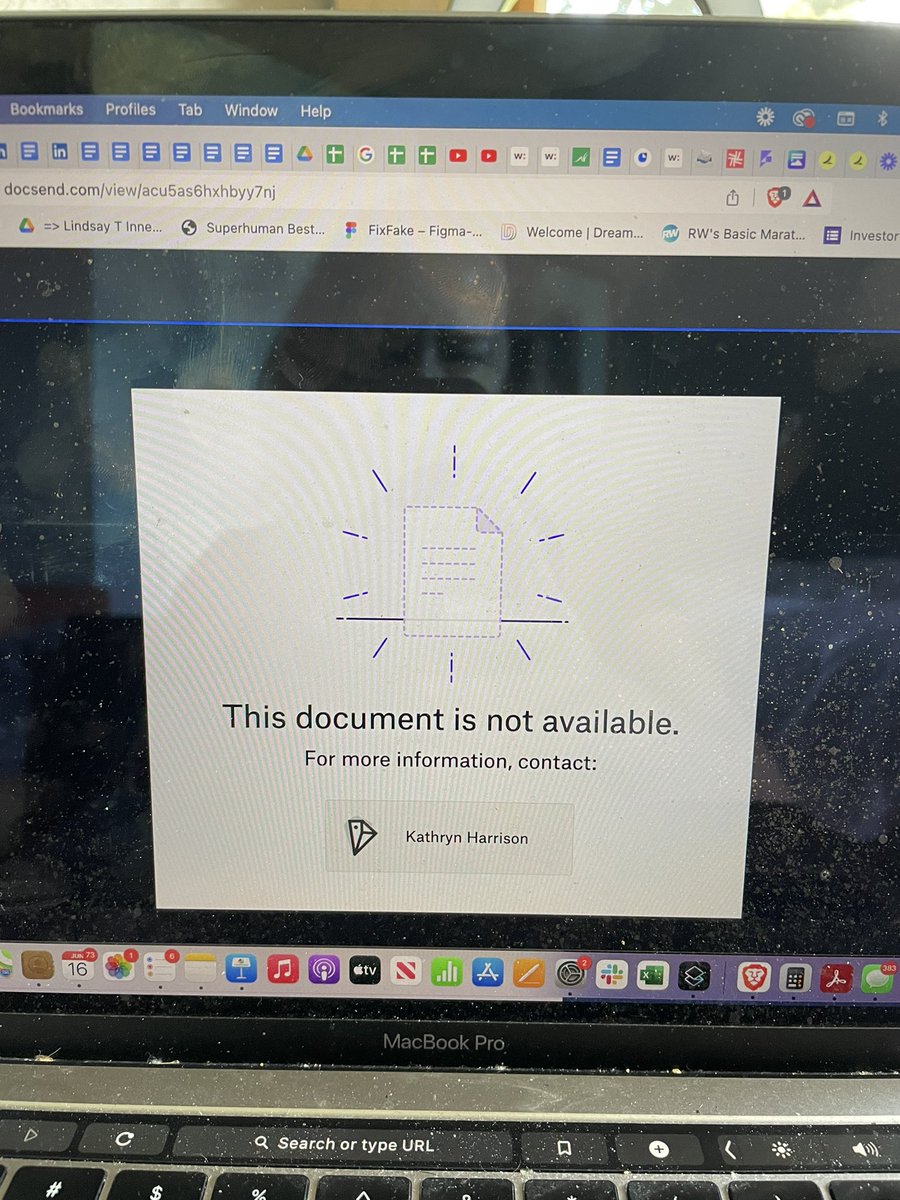 Kathryn Harrison (@kathrynharrisn) on Twitter photo Was cleaning up my <a href="/DocSend/">Dropbox DocSend</a> data room and managed to break every link I had ever created. 🤦♀️ TGIF #founderproblems Was cleaning up my <a href="/DocSend/">Dropbox DocSend</a> data room and managed to break every link I had ever created. 🤦♀️ TGIF #founderproblems