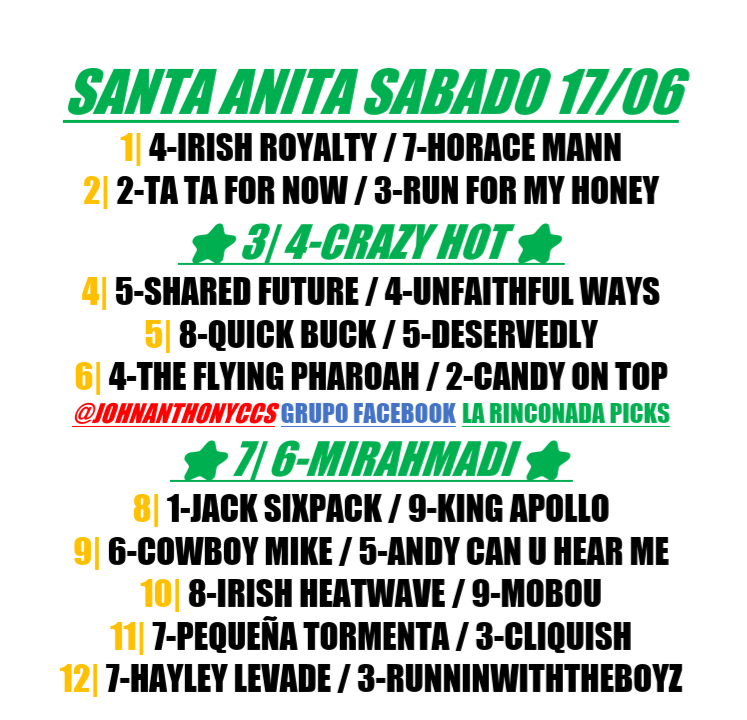 johnanthonyccs's tweet photo. 🌄SANTA ANITA🌄
☀️sábado #17Jun☀️
grupo WhatsApp👇
https://t.co/44Meewyp7r
#Hipismo #Picks #Gulfstream #Belmont #SantaAnita #Rinconada #MLB #NBA #Parley #Penn #Eflin #Senga #Yankees #Boston #Bieber #Mirahmadi Goodnight Olive https://t.co/eFVuUnWwsU
