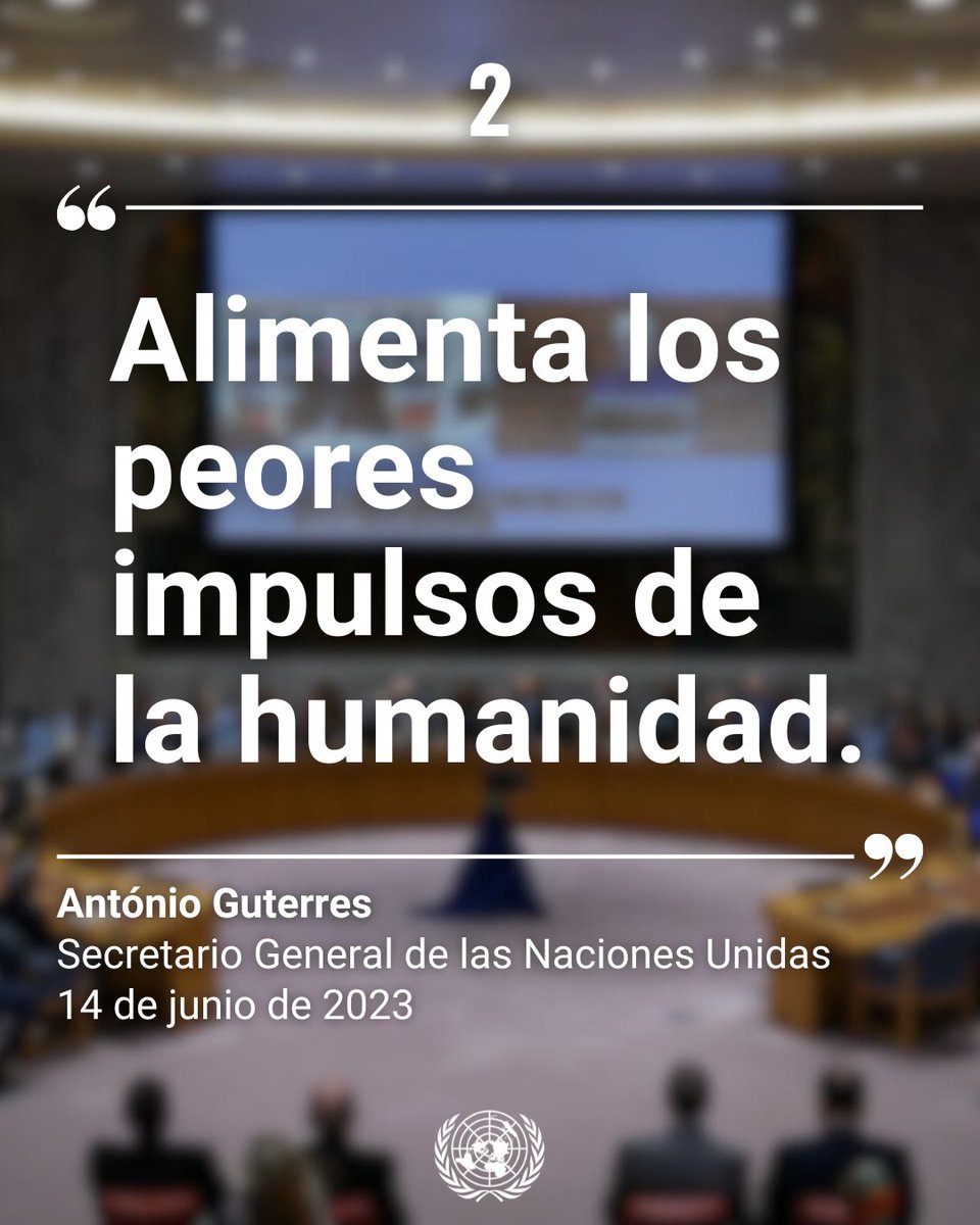 ONU_es's tweet photo. “Las redes sociales han dotado a los incitadores al odio de un megáfono mundial para envenenar”.

@antonioguterres lanzó un paquete de políticas para construir una nueva era de integridad en las redes sociales y detener la desinformación. https://t.co/C2B7Ynu3CY https://t.co/1X8Mfg8XVw