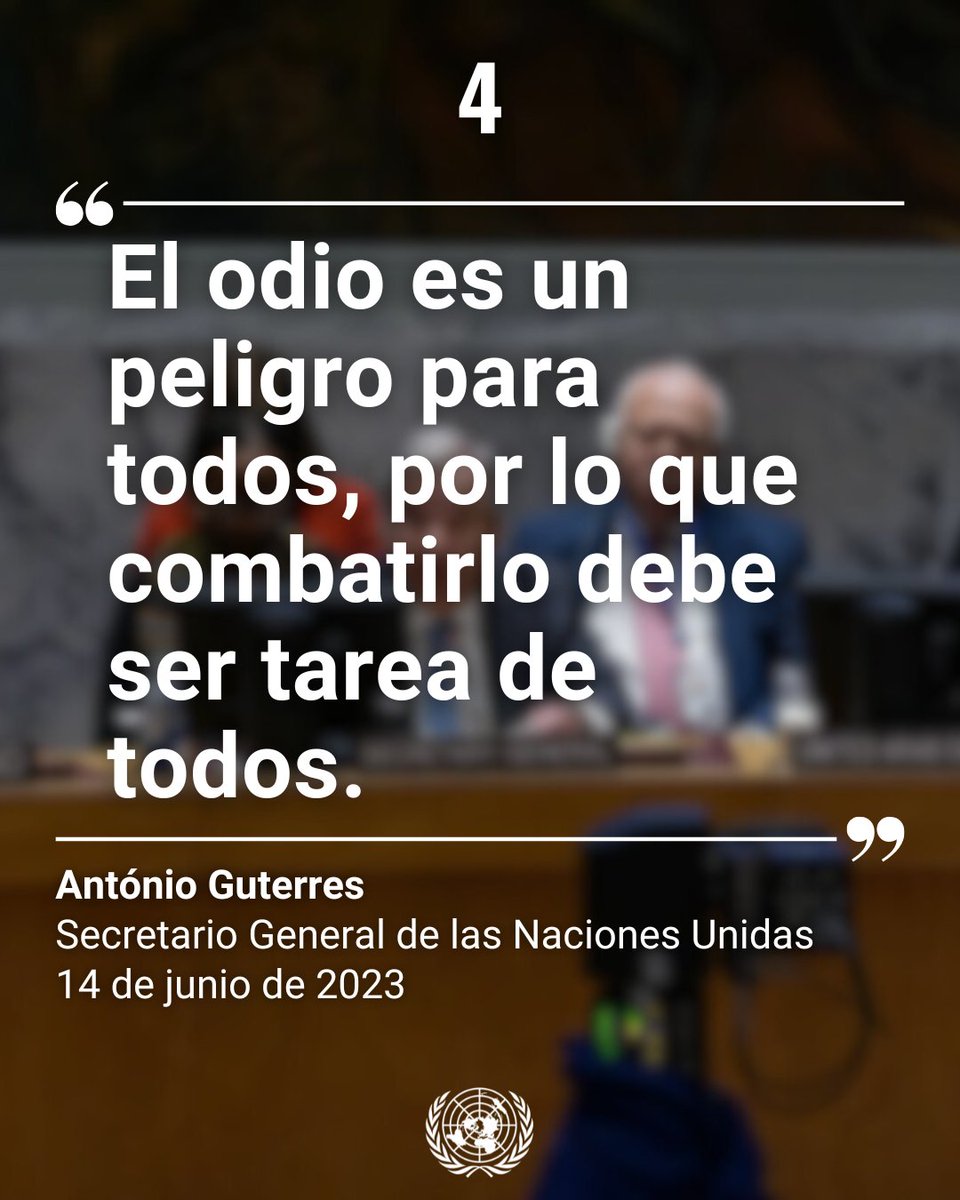 “Las redes sociales han dotado a los incitadores al odio de un megáfono mundial para envenenar”.

<a href="/antonioguterres/">António Guterres</a> lanzó un paquete de políticas para construir una nueva era de integridad en las redes sociales y detener la desinformación. news.un.org/es/story/2023/…