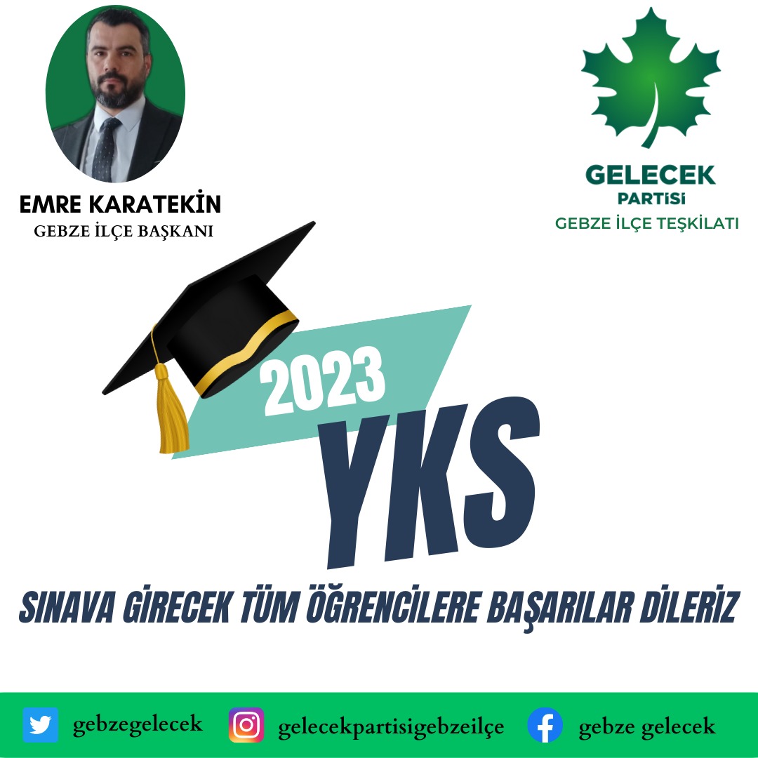 GebzeGelecek's tweet photo. YKS Sınavına girecek tüm öğrencilere başarılar dileriz.
@ArabaciHasan 
@krtknemre 
@GelecekPartiTR https://t.co/cxS8ivWg9a