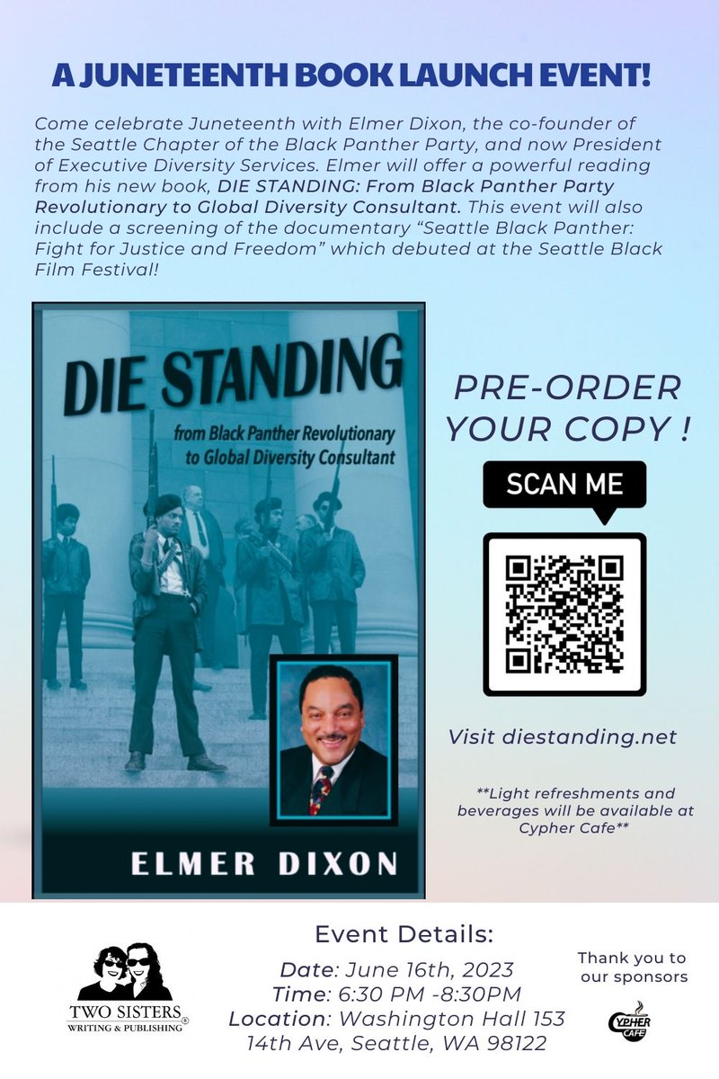 Black Panther Party leader turned Diversity Consultant launches book in #Seattle today! #AntiRacist #socialjustice #DiversityandInclusion #BookTwitter #books #amreading #AuthorsOfTwitter #BlackLivesMatter #DEI #newbookrelease #booklaunch <a href="/2sisterswriting/">twosisterswriting</a> #Juneteenth2023