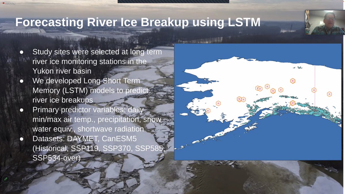 Machine learning can be widely applied to address issues in biosphere and earth system sciences. Dr Forrest Hoffman @climate_dude at ORNL showed many research examples, such as photosynthesis, ecohydrology, river ice breakup, and phenology, assisted with machine learning methods.