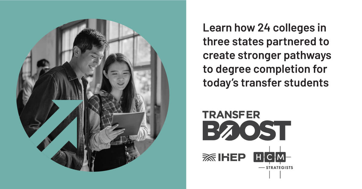 IHEPTweets's tweet photo. Institutions participating in the #TransferBOOST initiative worked to streamline their time-to-degree as well as offer wraparound supports to help students complete both the associate’s and bachelor’s degrees in a timely manner. https://t.co/CL8l3uvqJK https://t.co/muMeb80Yul