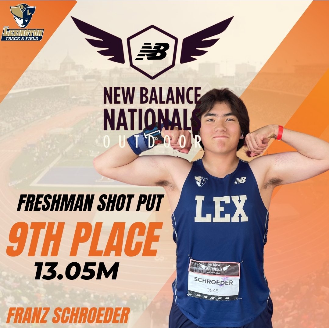 MASSIVE personal best turned in by Franz (42'9.75') at #NBNationals. In his first season of Track & Field, the kid certainly turned some heads! #BombSquad💣 #FieldFirst #LexGo #MinutemenTF