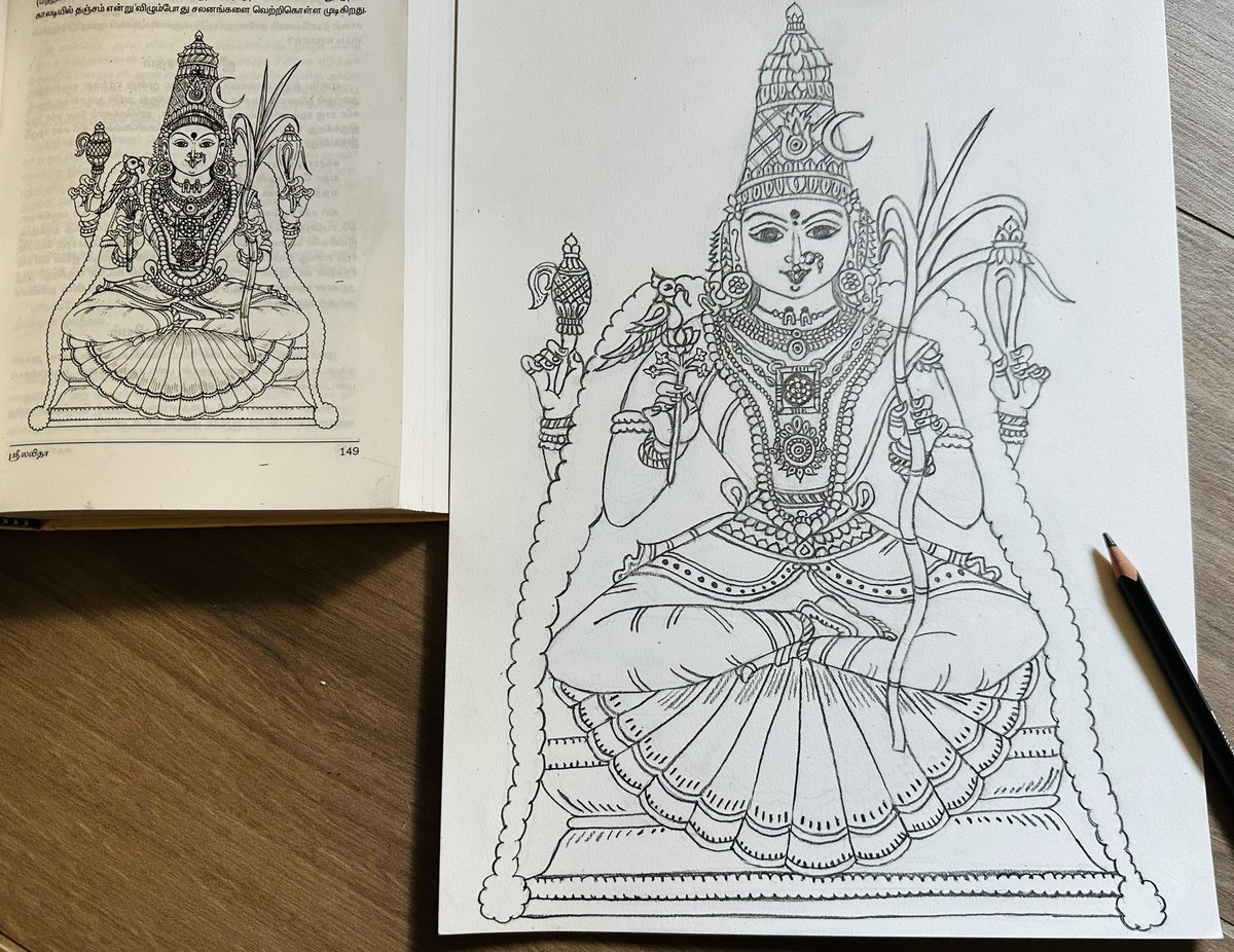 Shakti , with her absolute karunai, has allowed me , to finish this sketch 🙏🙇‍♀️
Ohm Sri maatre namaha 🙏