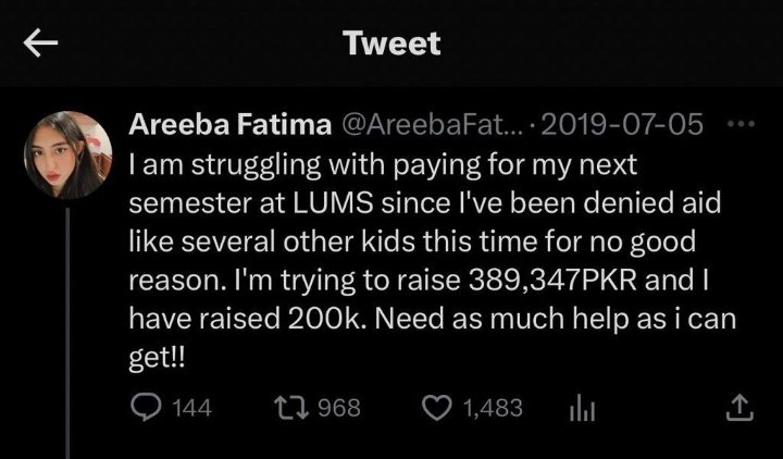 @ventingmiochine @AreebaFatimaa @sportsfounder She's working on making ppl fool always after some time she asks the ppl to give her money she is going through some so called hurdles some times she asks her lums fees another time her brother's n again she asking for her servant she can afford a servant she can't lend him 30 k