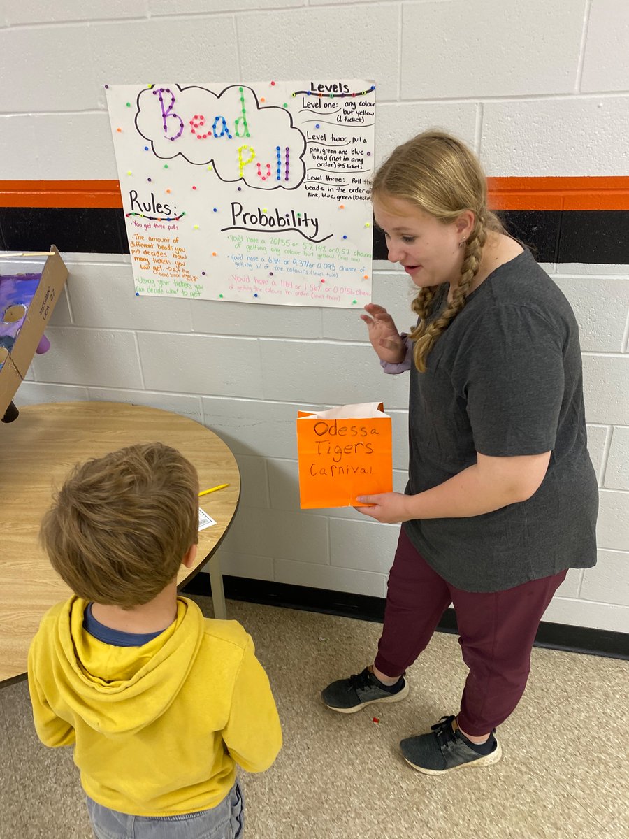 MrCollins_LDSB's tweet photo. 7/8C designed carnival games! They identified the theoretical probability for the outcomes of their games, and are finding the experimental probability by having their Grade 2/3 buddies test the games.
#MathCarnival @OdessaPS_LDSB https://t.co/GMvTJNabXq