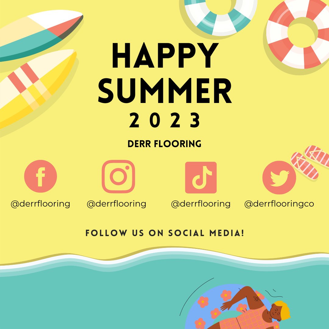 Kickoff the summer by following Derr Flooring on all social media platforms! Stay up to date on awesome promos, fun events, and discounted items.

#derrflooring #wholesaleflooring #summersolstice #summertime #flooringsupplies #familybusiness #socialmedia #followus