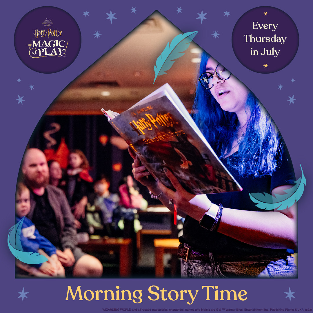 This summer, Harry Potter™: Magic at Play is hosting a magical story time every Thursday in July at 11am CT. Tickets are $25 per child, and accompanying adults are free!