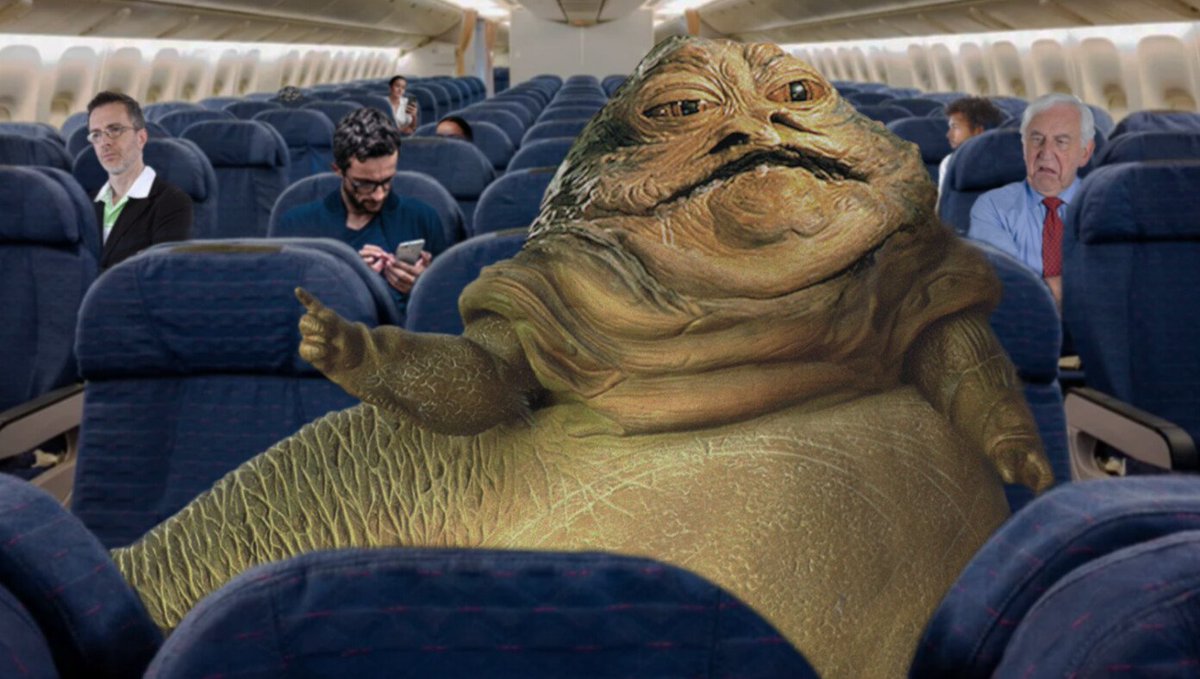 TheBabylonBee's tweet photo. Jabba The Hutt Complains Of Discrimination After Airline Charges Him For Multiple Seats https://t.co/43aqEkepQn https://t.co/7QqKfOBvmk