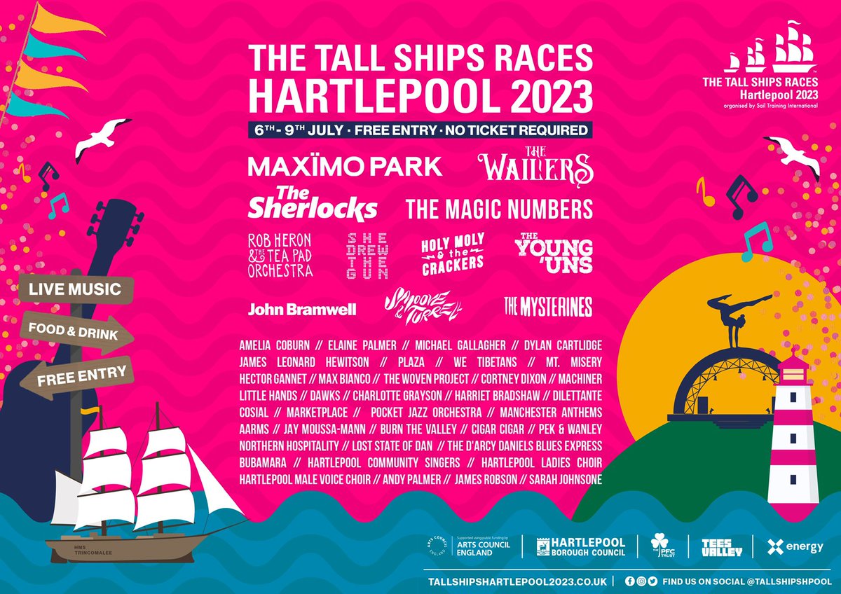 4️⃣ Days
🎤 Over 50 music performances 
🗓6th - 9th July 2023
📍 Hartlepool Waterfront 

Find out more at: tallshipshartlepool2023.co.uk