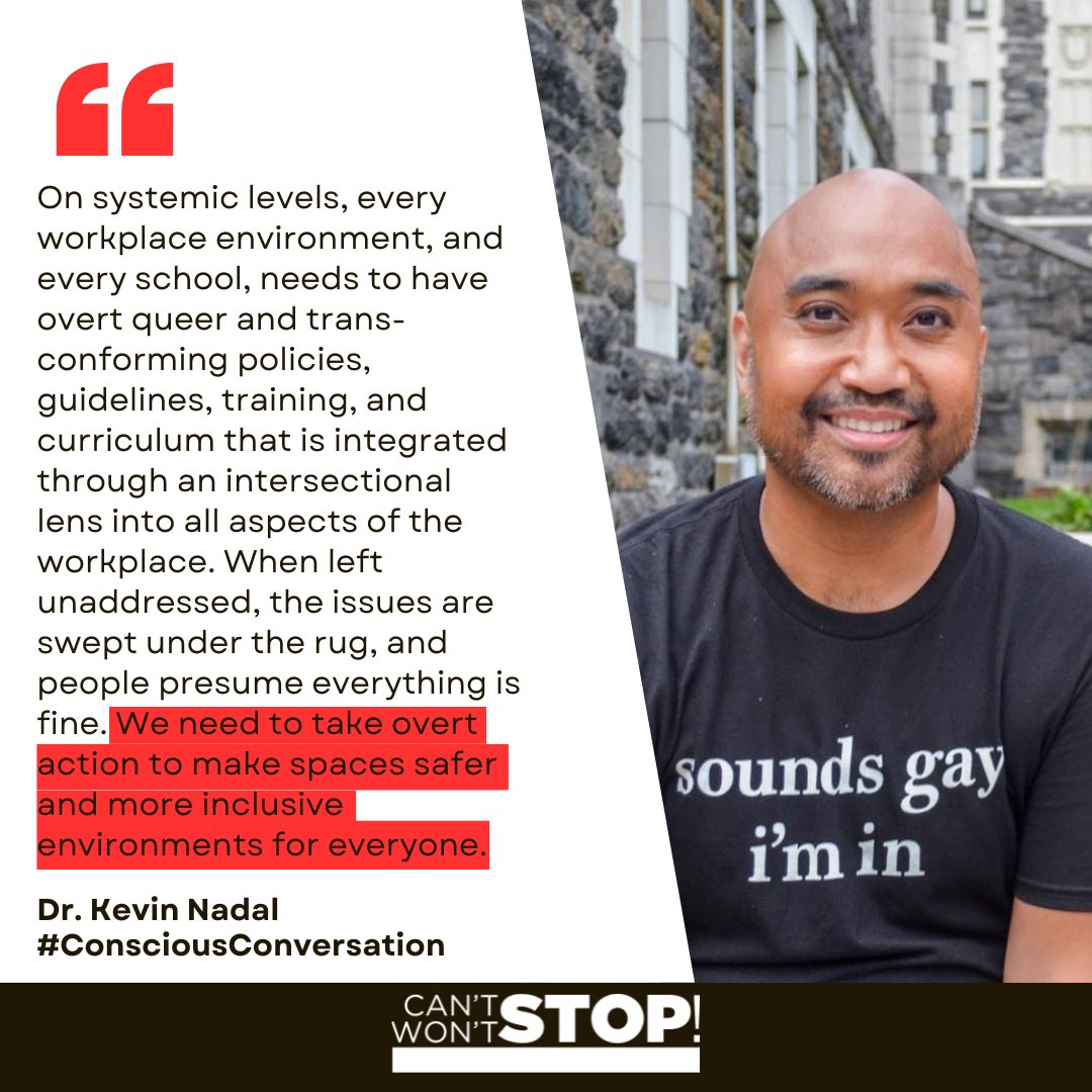 Since January, at least 417 anti-LGBTQ bills have been introduced in state legislatures nationwide. This is a new and unfortunate record. In a previous #ConsciousConversation, Dr. @kevinnadal talked about the importance of being more inclusive, and we couldn't agree more!