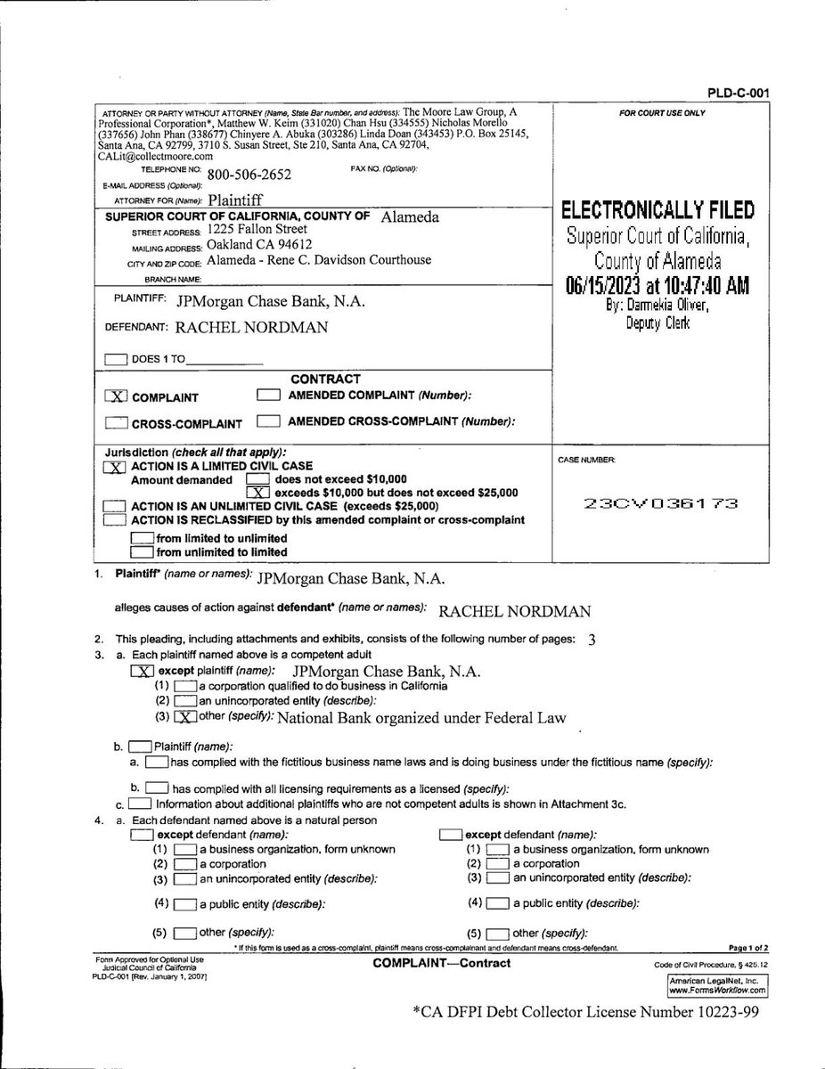 Alameda County Court Watch on Twitter "Filed yesterday CHASE