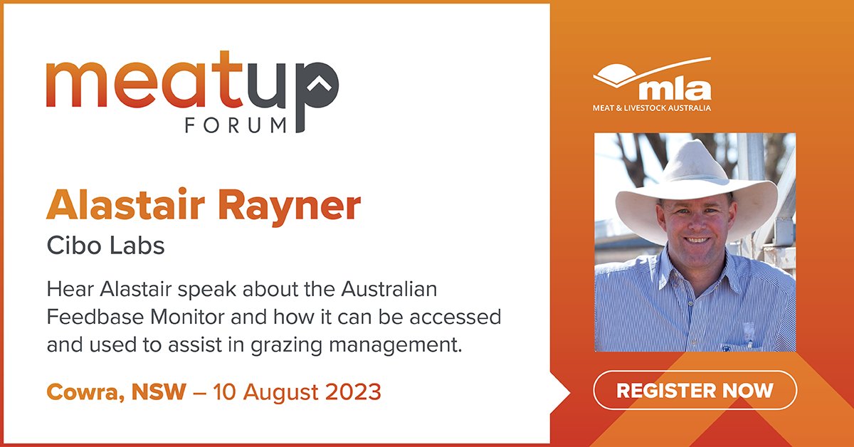 Register to attend #MeatUp Cowra on Thursday, 10 August to hear from  @alrayner302 on the Australian Feedbase Monitor tool. Better understand how you can use the AFM tool to help you with your feed budgeting. 🌾

Register here today tinyurl.com/387dzckv