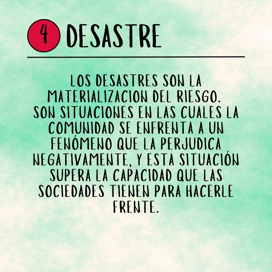 Te presentamos una nueva cápsula de conceptos y ejemplos que te ayudarán a comprender mejor la Gestión del Riesgo de Desastres.

¿Te gustaría que expliquemos algún otro concepto importante sobre la Gestión del Riesgo de Desastres? Dejanos tu comentario!🙌🏼