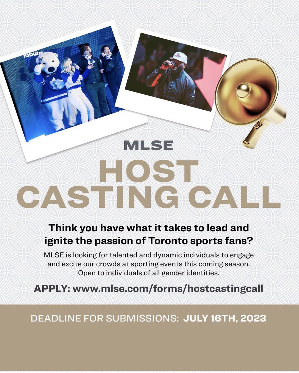 DO YOU HAVE WHAT IT TAKES TO FUEL OUR FANS?   Show us your team passion and you could be one of our next hosts! Submit your video today!   MLSE.com/forms/hostcast…