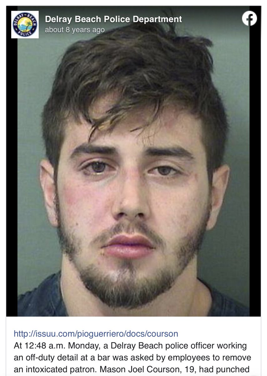 🚨BREAKING-Mason Courson, 27, Tamarac, FL, sentenced to prison for 57 months, 3 years probation & $2000 fine for pleading guilty to assault w/deadly weapon at #Jan6thInsurrection. He’s served 18 months. Courson also punched a bar owner in 2015. Is Trump worth it?🤦🏼‍♀️ #MAGACult