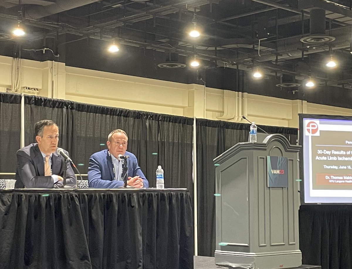 PenVascular's tweet photo. Special thank you to Dr.@TomMaldonadoMD and Dr.@farkomd for their outstanding presentations on the latest #STRIDEstudy and #LightningBolt7 for arterial thrombus removal!⚡️#VAM2023 https://t.co/Lurp6HxeGS