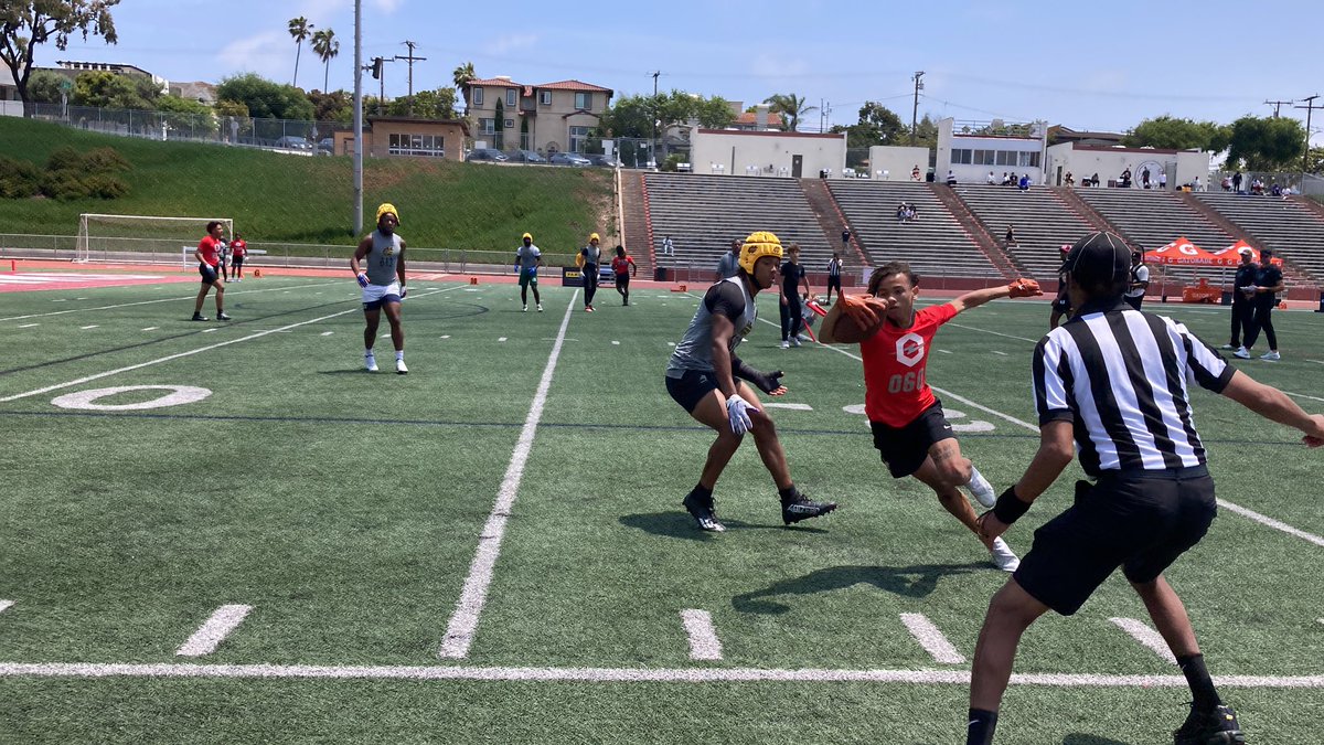 He might be the smallest WR at #Elite11 but @jadynThaTruth of @LBPoly_Football brings BIG energy, quickness and hands @ocvarsity