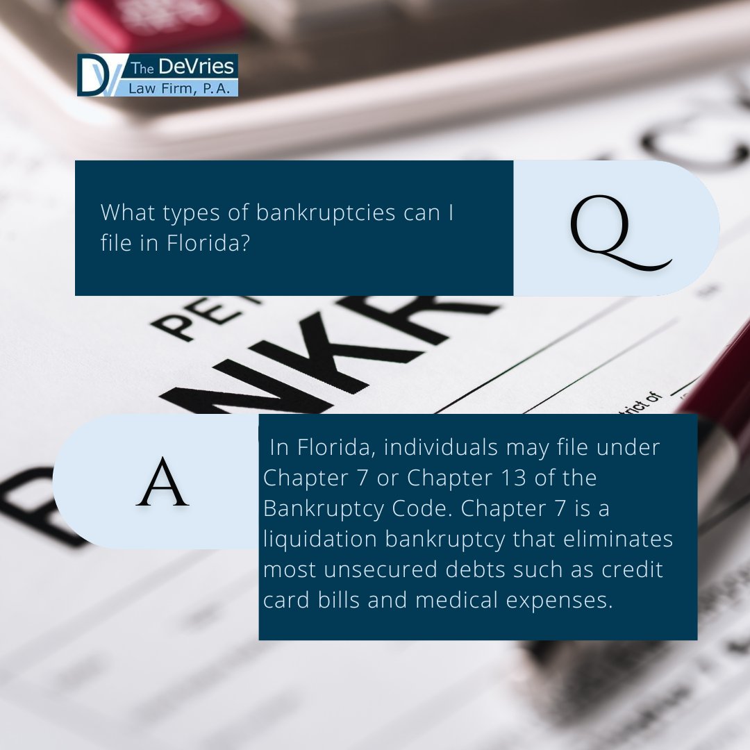 Bankruptcy can be a complex process, but understanding your options is key to moving forward. Learn about Chapter 7, and Chapter 13 bankruptcies in Florida 🤝 #bankruptcyhelp #floridalawyer devrieslegal.com