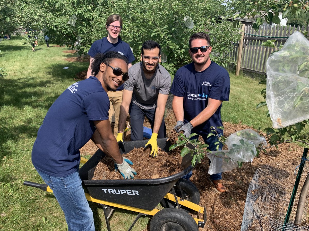 HOTC's tweet photo. During their Week of Caring, volunteers from @bostonsci gathered to sort and organize donated shoes, work in heritage gardens, and revitalize indoor and outdoor spaces!  Thank you for supporting our friends at Gibbs Farm, @HallieQBrownCtr, @180DegreesMN, and @goodinthehoodMN! https://t.co/1OevZ8qgIO