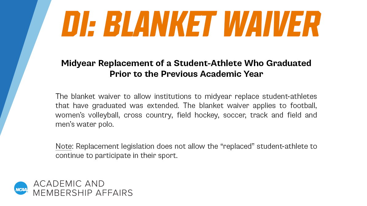 NCAA Compliance on Twitter "📣 Blanket Waiver Announcement 📣 Check it
