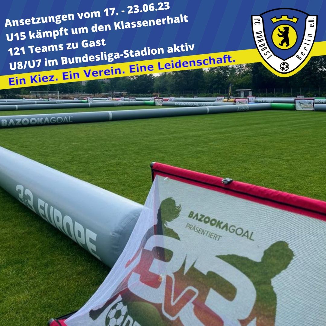 U15 spielt erstes von zwei möglichen Relegationsspielen um den Klassenerhalt - 121 Teams am Samstag auf unserer Sportanlage zu Gast - U8 und U7 dribbeln in der Alten Försterei auf

Alle Ansetzungen der nächsten Tage ➡️ bit.ly/3XeSQKI