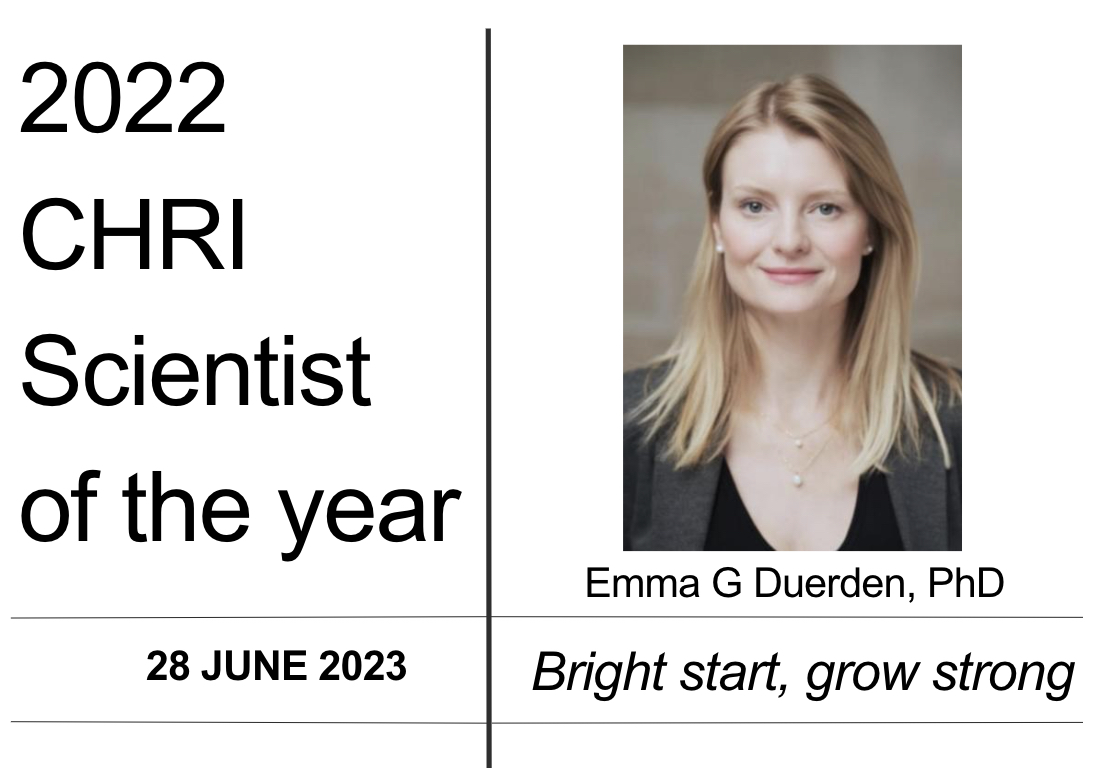 Very grateful to the @CHFHope and to my colleagues @lawsonresearch and @WesternU  to be named the 2022 CHRI Scientist of the Year. Honoured to have our research in #childhealth supported. Many thanks to my team and to my mentors!