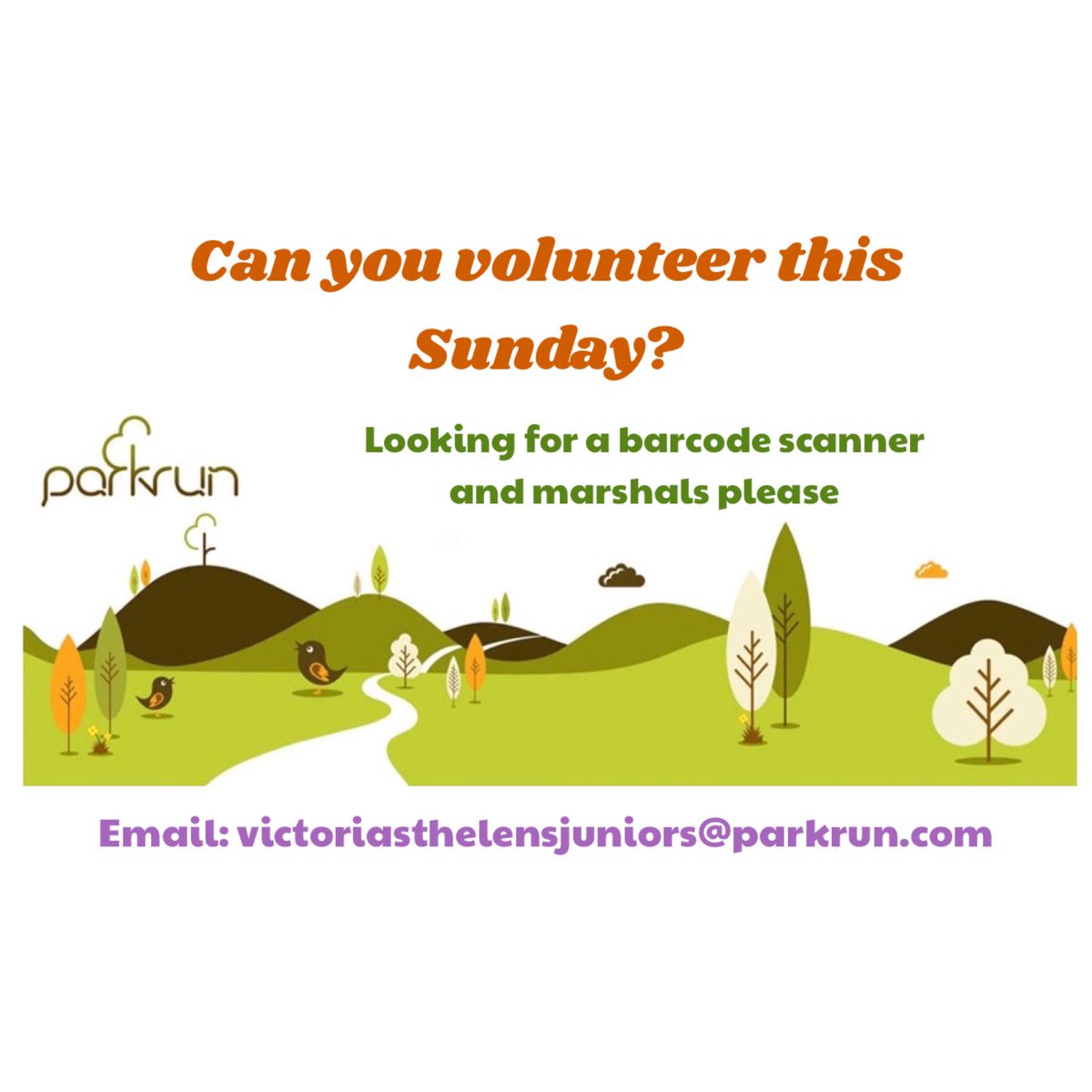 If you can help this Sunday 18th please email us or comment on this post #lovejuniorparkrun #volunteer