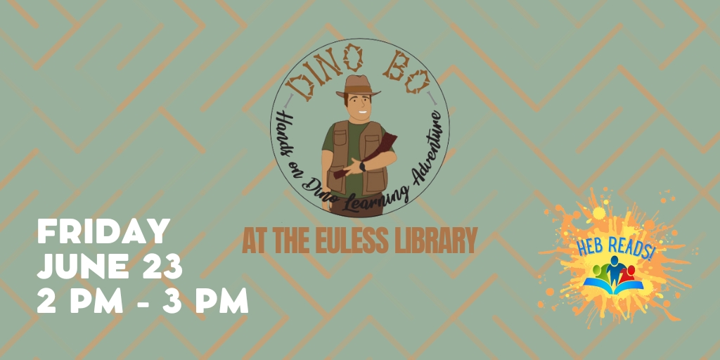With Dino Bo as their guide, kids will learn about some of the coolest dinosaurs that ever walked the earth! And after the show, they’ll even get a chance to touch and explore some REAL dinosaur fossils! 

#DinoBo #EulessLibrary #EulessTX #FreeEvent #GetHereEarly